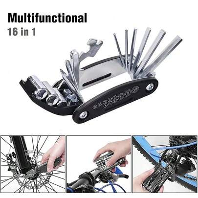 Set de 2 herramientas de reparación multifuncionales de 16 en 1 para bicicleta, llave inglesa y destornillador portátil para mantenimiento de bicicletas de montaña y motocicletas