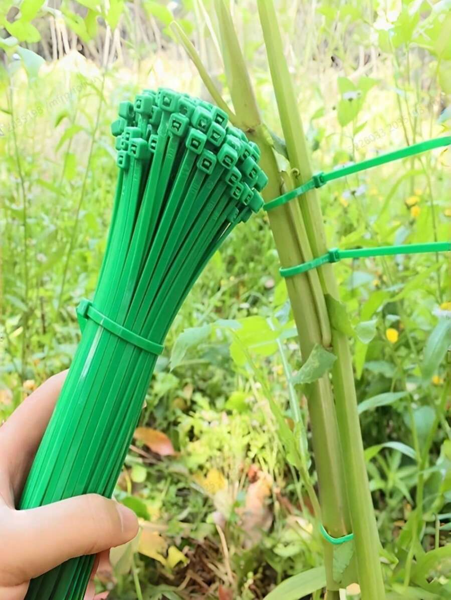 100pcs Green Gardening Ties, Zipper Ropes, Plastic Wraps, Plant ...