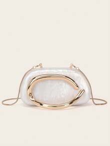 Gets White Acrylic Clutch Purse For Women Marbling Evening Wedding Handbags Acrylic Shell Box Purses For Party Prom Cocktail - 白色 - 查看 1
