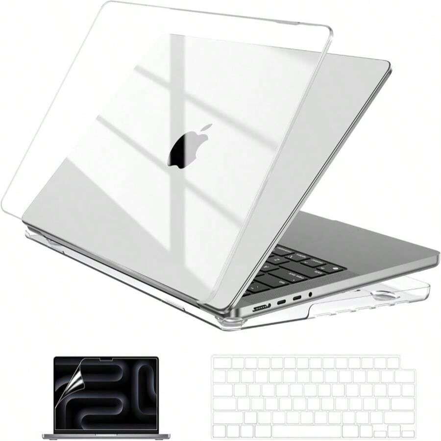 EooCoo Case Compatible With MacBook Pro 14 Inch M5 2025 2024-2021 M4 M3 M2 M1 Pro Max Chip, Hard Shell Cases With Keyboard Cover, Screen Protector - Crystal Clear - ColorB - View 1
