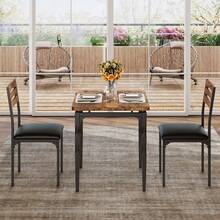 3 piezas Negro Juego de mesa de comedor con 2 sillas, patas en espiral, diseño moderno y ahorra espacio para comedor, apartamento y cocina - Negro - Ver 4