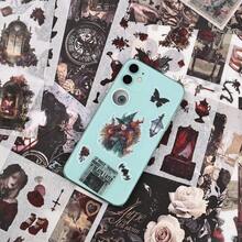 Halloween Stickers For Adults, 50 Sheets Precut Dark Aesthetic Gothic Scrapbook Washi Sticker Book For Junk Journal Supplies, Journaling, Scrap Book Suply,50GothicStickerPaperBook - 50張哥德式貼紙紙書 - 查看 6