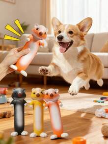 Juguete de perro de látex, juguete de masticar con forma de nutria larga, juguete de dentición para perros con sonido, juguete interactivo de tira y afloja