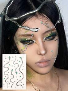 STARTTOOS 3D Shiny Carnival Face Decor Geometric Four-Pointed Star Square Rhinestone Y2K Nose Bridge Sticker Festival Party Daily Makeup DIY Music Festival Makeup Ball Face Decor Rhinestone Sticker,Halloween Costume - Multicolor - View 13