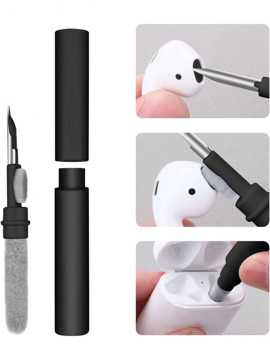 1 pieza Herramienta de limpieza inalámbrica para AirPods Pro - Bolígrafo cepillo duradero, removedor de polvo efectivo para teléfonos/computadoras, uso para viajes - Negro - Ver 1