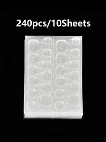 240片/10张双面胶美甲贴纸，透明防水DIY美甲凝胶贴纸 - 黑色 - 查看 9