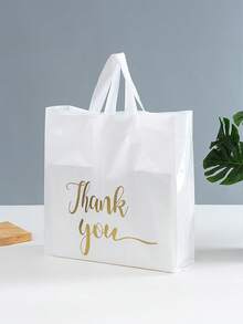 10个装 3色塑料礼品袋，带提手，婚礼礼品袋，感谢宾客礼品袋，感谢图案礼品购物袋，婚礼生日装饰，生日婚礼派对用品，包装手提袋，婚礼装饰 - 彩色 - 查看 12