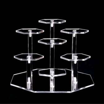 1 pieza Soporte de exhibición acrílico clásico, Gabinete de exhibición de figuras en miniatura de 1/4/7 niveles, Soporte de producto octagonal y redondo, Adecuado para figuras de acción, cosméticos, perfumes, estatuas, joyas, colecciones - Autosuficiente, sin necesidad de energía, Exhibición de muñecas en miniatura, Exhibición de productos, Para vacaciones en la playa, colección de baño, colección de dormitorio, gran capacidad