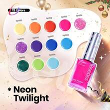 Beetles Quick Dry Neon Nail Polish Set - Glitter Rainbow Nail Polish Set 12 Colors Regular Air Dry Fingernail Polishs Pack For DIY Nail Art Salon Home Women Christmas Gift - MàuF - Xem 2