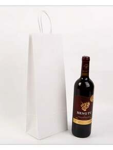 5 piezas Bolsa de papel kraft para vino, bolsa de vino portátil, bolsa de papel kraft para vino tinto, bolsa de regalo adecuada para bodas, Acción de Gracias, fiestas de cumpleaños y otras ocasiones - Multicolor - Ver 3