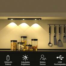 Đèn cảm biến chuyển động LED, Tự động gắn, Đèn ngủ LED, Đèn hình chữ C có thể sạc lại, Đèn tủ quần áo, Đèn nền cầu thang, Thích hợp cho nhà bếp, Đèn LED, Đèn tường, Đèn LED Luz, Đèn, Đèn phòng ngủ - Ba màu - Xem 8