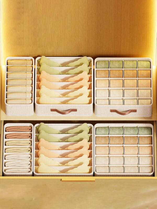 Organizador de cajón de 6/7/20 compartimentos para ropa interior y calcetines, caja divisora de tela para almacenamiento de cajón para ropa interior, calcetines, pañuelos y corbatas
