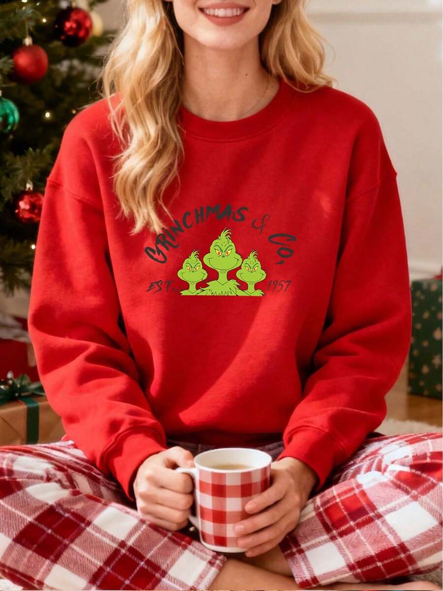 mas & Co Est 1957 Sudadera con capucha para mujer, estampado de , ideal para fiestas de Navidad, regalo para amantes de los , cómoda y cálida, estilo festivo y divertido - Rojo - Ver 1