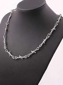 1 pieza Collar con colgante de aleación con decoración de espinas, accesorio diario para hombres - Plateado - Ver 5