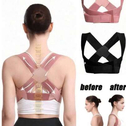 Posture Corrector, Shoulder Support Brace, Fully Adjustable Back Support, Relieves Back Pain - Scoliosis, Improves Posture And Provides Lumbar Support, With Body Straps And Support Bands