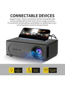 1pc M200S Portable Mini Projector, Easy To Connect With Smartphones, Suitable For Home, Party Or Office Use. It Is Compatible With USB/SD/AV/HD And Equipped With A Type-C Port. No Built-In System; Supports Wired Phone Mirroring. Requires A 5V 2A Charger And Matching Cable. Recommended To Connect According To The Steps Shown In The Image. 320*240p Resolution. - Multicolor - View 8