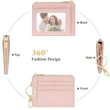 Sodsay Card Case Slim Front Pocket Wallet For Women Credit Card Holder With Keychain - Smooth Pink Champagne - View 4