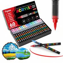 12/24/36/48/60/72/120/168/240pcs Set Acrylic Marker Pens, Acrylic Marker Brush Tip Pens, Opaque Watercolor Pens, Art Supplies For Rock Painting, Calligraphy, Scrapbooking, Handwriting, Card Making, Black Paper, Wood, Plastic, Canvas, Comes In Gift Box/Pouch, Great For Boys & Girls Students, Back To School & Teacher Gifts - Multicolor - View 8