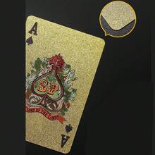一副24K镀金钻石箔防水塑料扑克牌，适合家庭游戏和聚会，一副 - 彩色 - 查看 7