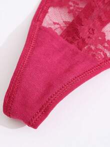 5条装女士花卉蕾丝丁字裤，性感低腰舒适透气内裤