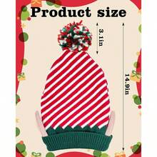 Gorro de punto de elfo de Navidad con oreja para adultos, gorro de Navidad a rayas, sombrero de de Ao Nuevo de Halloween - inicial - Ver 4