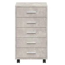 Drawer Cabinet With Castors Concrete Grey Engineered Wood - Grey - View 6