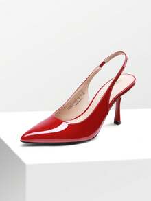 Women's Pointed Toe Slingback Stiletto Heel Pumps Slip-On Closed Toe Dress Bridal Elegant Wedding Sexy Party Shoes - 紅色 - 查看 4