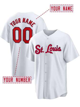 Customized Name And Number Men's Embroidery Baseball Jersey St. Louis White V-Neck Personalized Short Sleeve Button Down Shirts Party Games Training Sports Tops S-Xxl