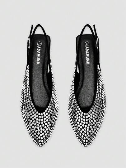 Nuevas sandalias de mujer de alta gama con punta afilada y tira delgada de ADAMUMU, zapatos deslizantes con mucho brillo y adornos, versátiles para uso diario, citas, fiestas y vacaciones