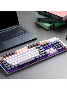 Lenovo MK5 Gaming & Office Mechanische Tastatur: Anpassbare Hintergrundbeleuchtung, Double-Shot-Tastenkappen, rutschfeste Füße, Plug & Play, Umschaltung mehrerer Modi, ideal für Büro und Gaming, Storm White.