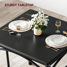 3 piezas Juego de mesa cuadrada con sillas tapizadas para comedor, apartamento, estudio, estilo farmhouse, ideal para espacios pequeños - Negro - Ver 6