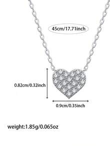 1 Pc 1.5mm*19 Sweet Heart Moissanite Necklace For Women Sterling Fashionable Wedding Jewelry, High-Quality Women's Necklace , Low Allergy, Ideal Choice For Daily Wear And Vacation, Exquisite Birthday Gift, Engagement Wedding Anniversary Birthday Christmas Gifts Special Occasions Day Gift, Sparkling Gorgeous Jewelry, Graduation Seasons Gifts, 2025 Summer Beach Vacation Style Jewelry - Sweet-heart - View 5
