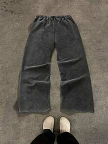 Men Gifts For Men Streetwear Wide-Leg Pants - High Street Unisex Casual Trousers,  Loose-Fit Bottoms - màu đen - Xem 4