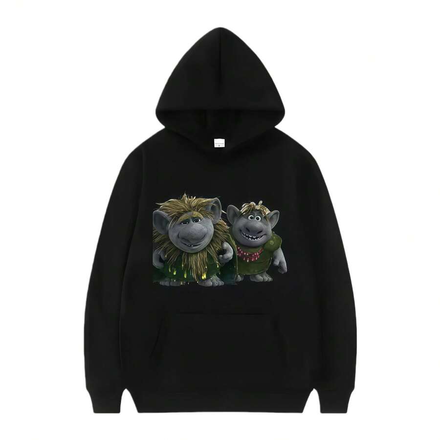 Disneyss Frozen Elsass Olaf Anna Pattern Woman Casual Loose White Spring Tops Clothes Pullovers Ladies Cheap Hoodies Sweatshirts (33) - 黑色 - 查看 1