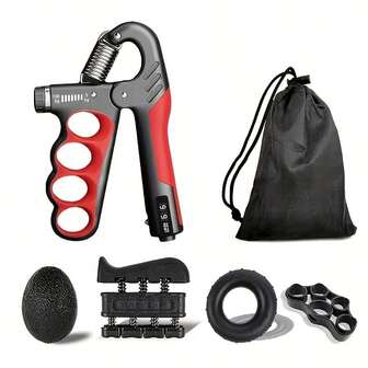 1 set vuxen unisex muskelstyrketräning handgreppstränare, justerbara fingermotståndsband handledstränare 5-delat fitnesskit