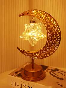 LED新月球形夜灯，电池供电，月亮星星灯，适合房间家居装饰，浪漫装饰灯，适用于房间、办公室、节日礼物 - 彩色 - 查看 4