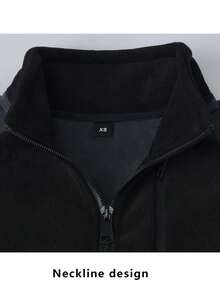 男士户外运动夹克，保暖内衬，休闲套头衫，撞色设计，泰迪绒面料，全拉链，经典柔软针织开衫外套，带大口袋、抽绳腰带和厚绒内衬，冬季外套，街头风，滑雪服