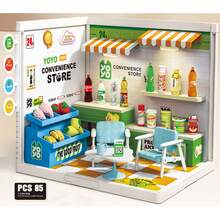 塑料房屋搭建玩具套装，DIY迷你娃娃屋游戏套装，带LED灯，适用于迷你人偶，拼装玩具，3D模型套件，成人礼物