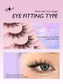 5 Pairs Asiteo Wet Cartoon False Eyelashes, Spiky Anime False Eyelashes, "Kpop" Cosplay False Eyelash Strips, Doll Eyes Spiky Wet Natural Thin False Eyelashes - Black - View 2