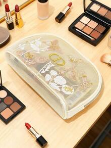 Christian Dior 限量版金色蝴蝶刺绣化妆包，双层网状外壳设计 - 米色 - 查看 8