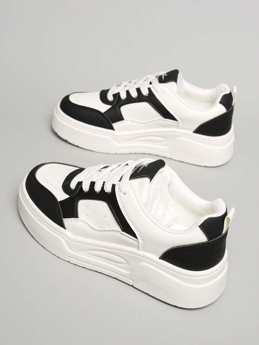 New 2026 Spring/Summer Women Sports Shoes, Breathable Casual Thick-Sole Platform Sneakers, Durable & Versatile - Beige Black - View 1