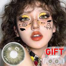 Lentes de contacto verdes navideñas, estuche para lentes de contacto con forma de gato, hidratantes, ideales para Navidad, de un solo uso durante un año, se pueden usar a diario, son un regalo navideño ideal, un accesorio para crear ambiente navideño, perfectas para fiestas de maquillaje, cumpleaños y regalos navideños. - Verde - Ver 4