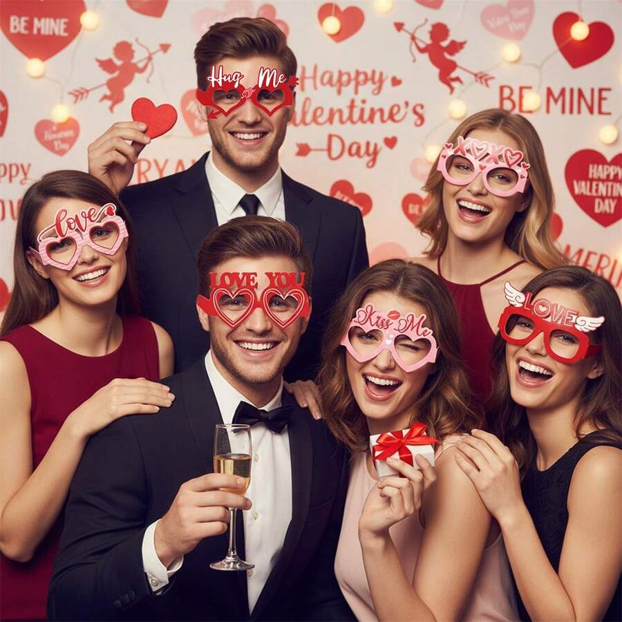 Gafas de sol de San Valentín con forma de corazón, labios y alas, accesorios para festivales y fiestas para adultos. - Multicolor - Ver 1