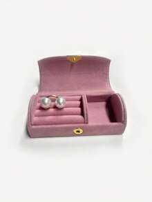 1 Luxurious Velvet Jewelry Storage Box, For Women - Compact Travel-Friendly Design, Anti-Fading Ring Storage, Perfect Birthday Gift, Mother's Day And Valentine's Day, Jewelry Box, Jewelry Box - Multicolor - View 3