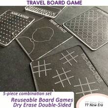 5pcs Reusable Whiteboard Game Set - Double-Sided Dry Erase Boards, Including Word Guessing Game And Tic Tac Toe - Portable 10x10cm Whiteboards, Suitable For Travel, Classroom, Home School, Party - Erasable Surface, Ideal For Family Game Night, Christmas, New Year, Valentine's Day Parties - Multicolor - View 3