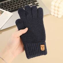 Men's Winter Gloves With Thickening And Fluffy Lining For Outdoor Cold-Proof And Warm-Keeping Cycling Gloves With Touch Screen Function - Black - View 3