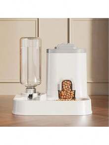 1 pieza Dispensador de comida para gatos totalmente automático 2 en 1 - Sistema integrado de alimentación de agua y comida - Dispensador de agua lindo - 3L - Ver 5