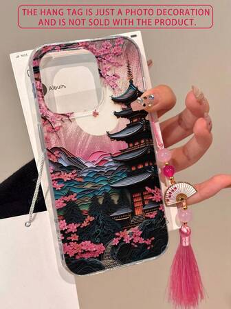Florales Ölgemälde Muster transparente bemalte chinesische Stil Hänge Anhänger Hülle, elegantes Modedesign kompatibel mit iPhone16/iPhone16 Pro Max/iPhone15, iPhone15 Pro Max, Galaxy P13, P14, P11, P12, XS, XR, 7/8P, 7/8GES2, A14, A15, S23U, A50, A12, A32, A52, A72, A51, A21S, A13, A14, S22 Ultra, S23, A33, A53, S20 FE, 13, 15 wasserdicht stoßfest kratzfest