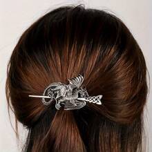 Retro Nordic Viking-Style Dragon Hairpin, Fashionable Women's Hair Accessory, Suitable For Everyday Wear, Parties, Vacations, Jewelry, And Gifts. - Bạc cổ - Xem 3