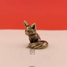 A Solid Copper Fox Ornament For Study Desk, Tea Pet, Handheld Feng Shui Decoration, Wealth-Attracting Lucky Charm, Ideal Choice For Attracting Fortune - 黃銅實心狐狸 - 查看 10